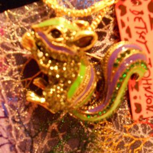 Betsey Johnson Multicolor Squirrel Necklace/Brooch